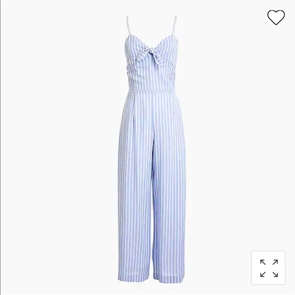 J. Crew Blue and White Striped Tie-Front Jumpsuit